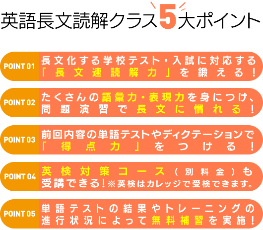 英語長文読解クラス5大ポイント|スマホ
